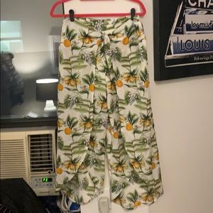 Tie waist printed pants